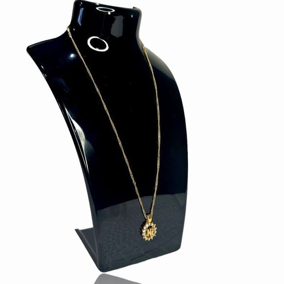 Nina Ricci Logo Gold Plated Stoned Necklace - Picture 1 of 5